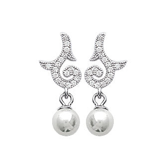 Silver Quaver Pearl Earrings - Fifi Ange