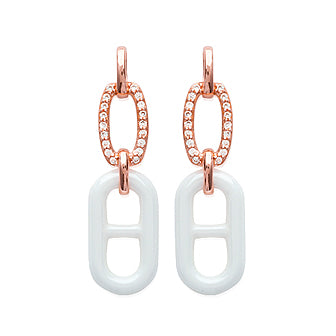 White Ceramic Link Earrings - Fifi Ange