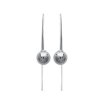 Silver Sphere Hook Earrings - Fifi Ange