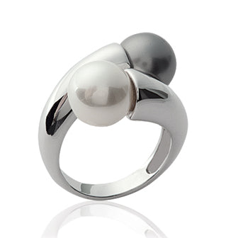 Black'n'White Pearl Ring - Fifi Ange