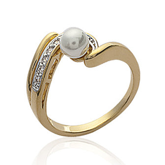 Twisted Gold Pearl Ring - Fifi Ange