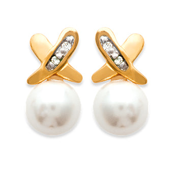 Gold X Pearl Earrings - Fifi Ange