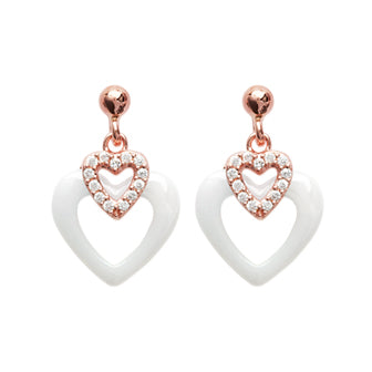 White Heart Earrings - Fifi Ange