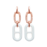 White Ceramic Link Earrings - Fifi Ange