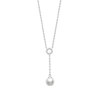 Pearl below Circle Pearl Necklace - Fifi Ange